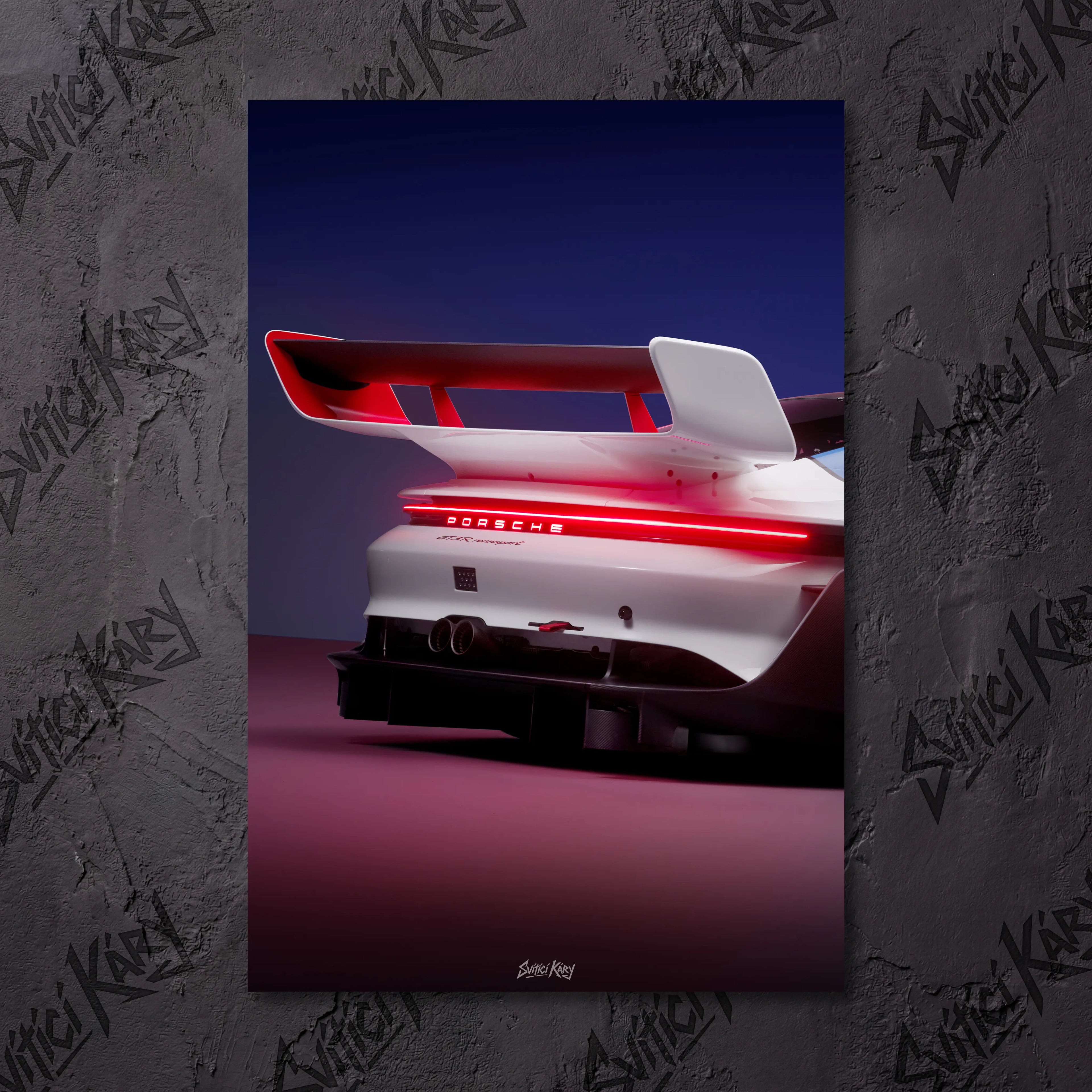 Porsche 911 GT3 R Rennsport – Exkluzivní LED Podsvícený Obraz | Wall Art