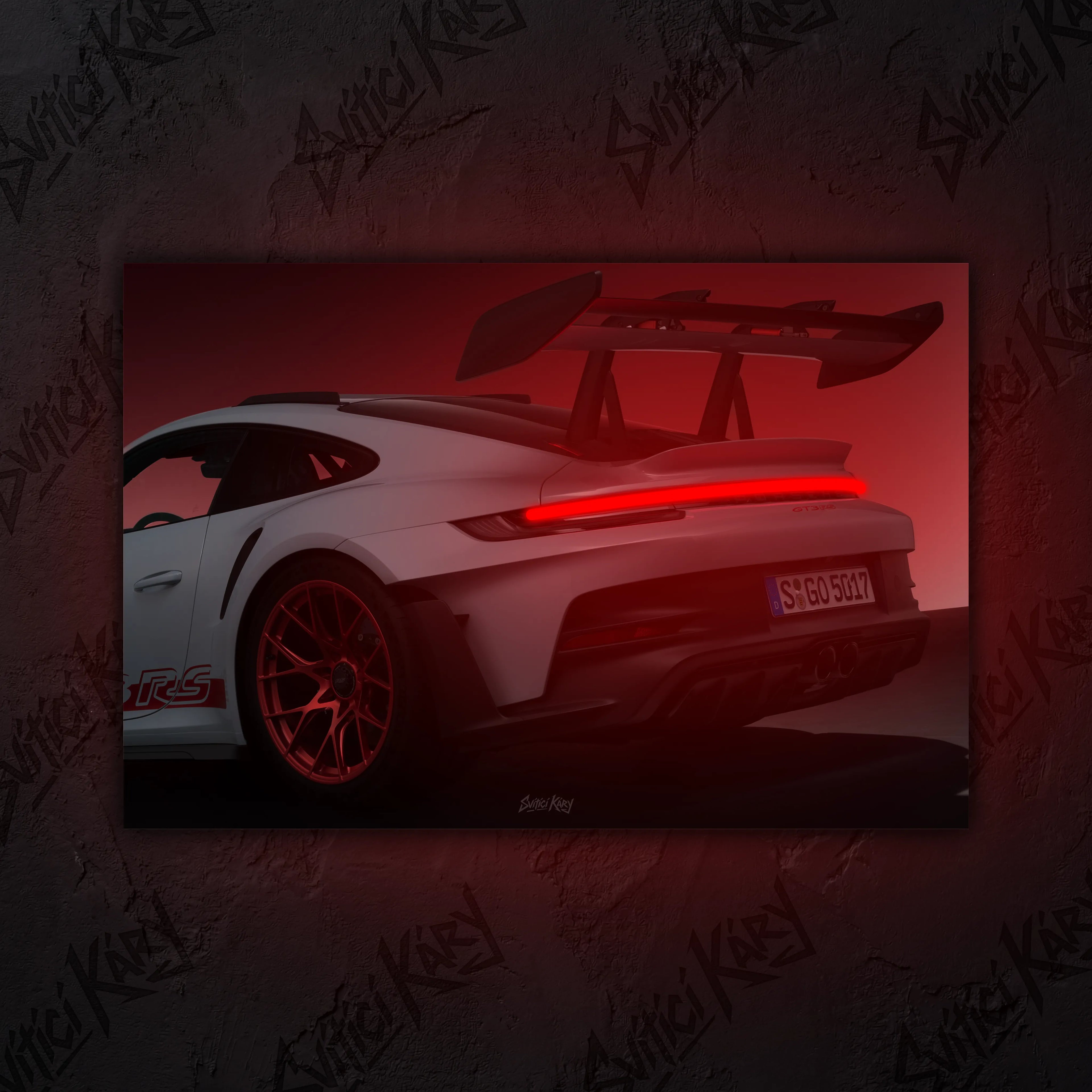 Porsche GT3 RS – Exkluzivní LED Podsvícený Obraz | Wall Art