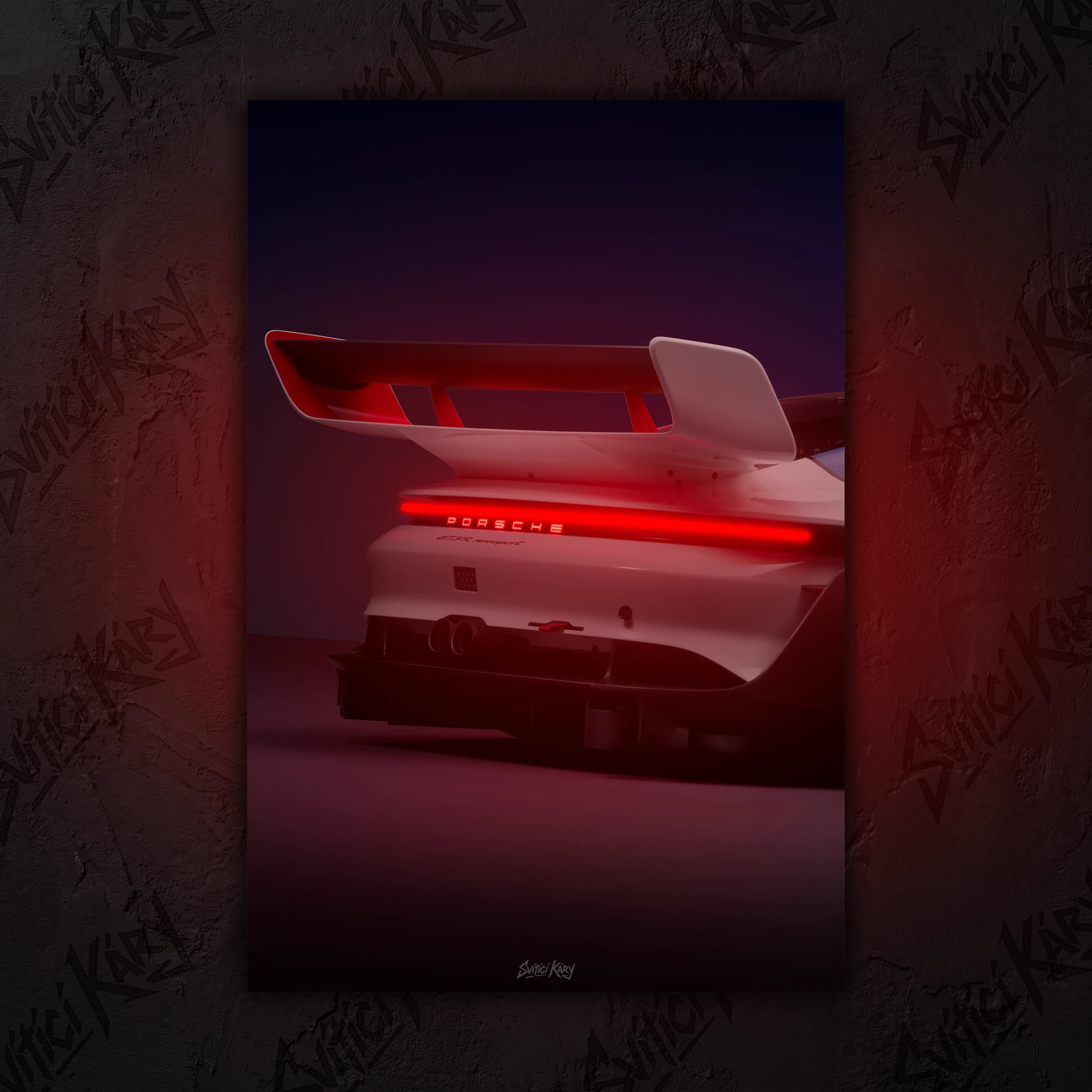 Porsche 911 GT3 R Rennsport – Exkluzivní LED Podsvícený Obraz | Wall Art